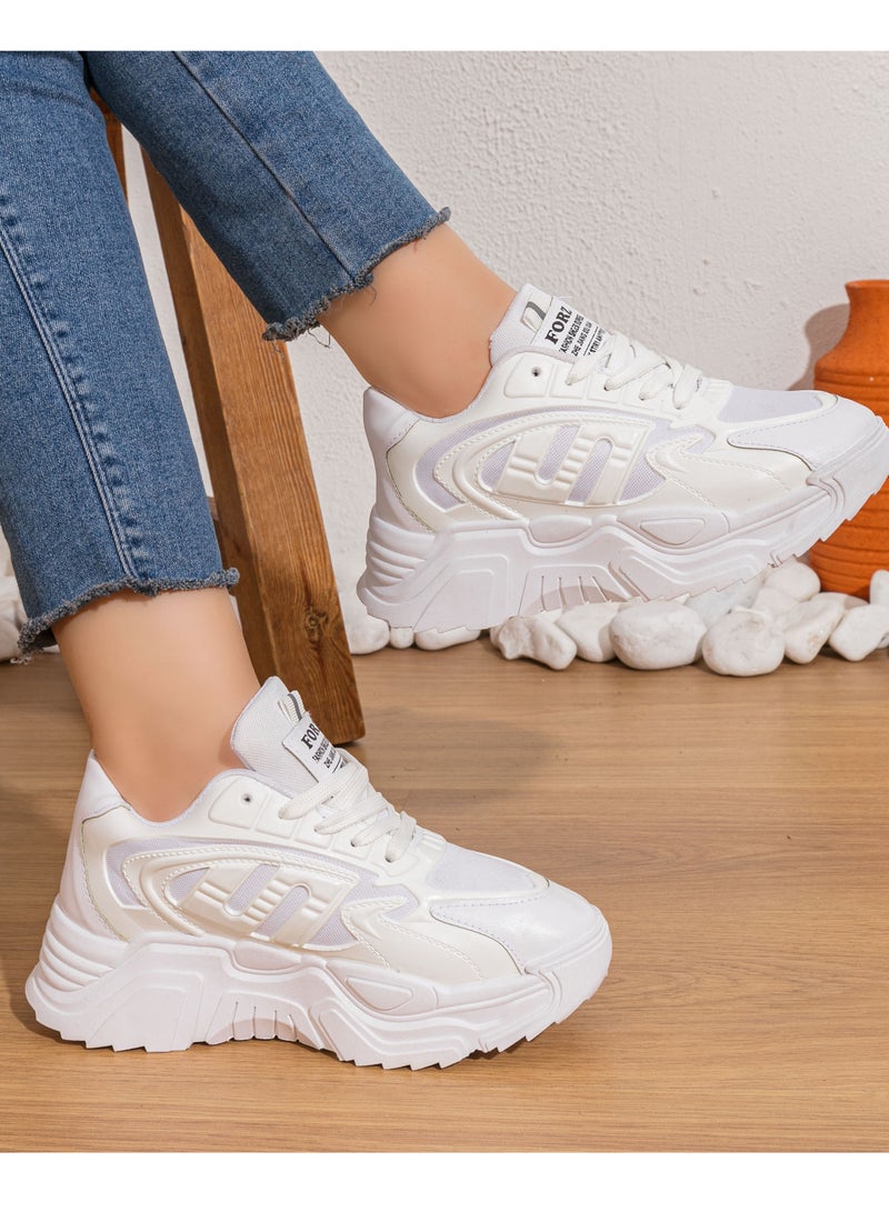 Vbranda Sneakers Stylish All-White Chunky L-1000-WHITE  - Image 1