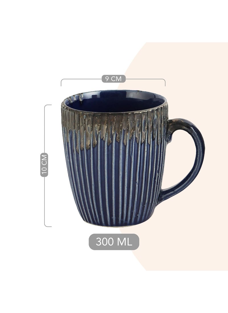 Azure AZURE Bhumija Earth Collection Ceramic Mugs to Gift to Best Friend Tea Coffee Milk Mugs Microwave Safe, Tea Cups, Set of 4, 300 ml Capacity, Light Blue Colour  - Image 4