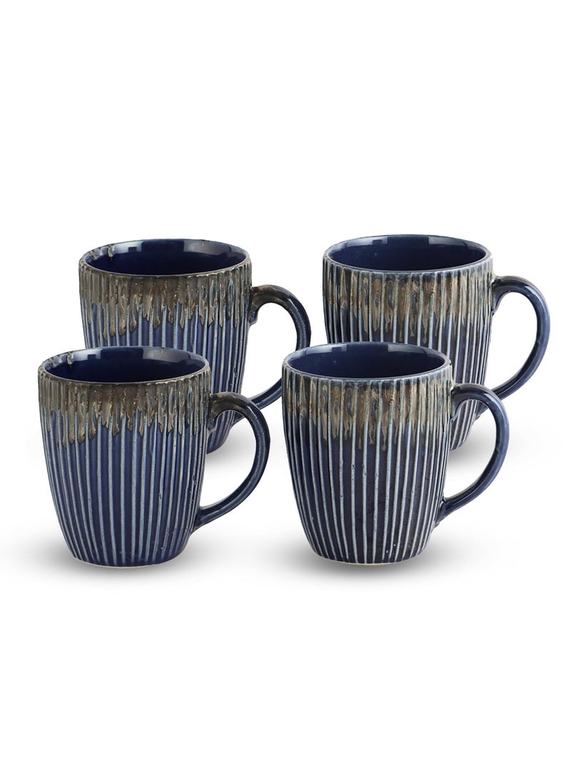 Azure AZURE Bhumija Earth Collection Ceramic Mugs to Gift to Best Friend Tea Coffee Milk Mugs Microwave Safe, Tea Cups, Set of 4, 300 ml Capacity, Light Blue Colour  - Image 2