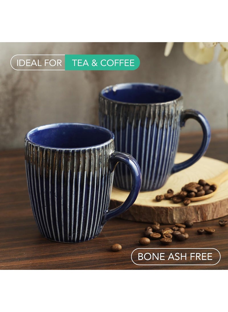Azure AZURE Bhumija Earth Collection Ceramic Mugs to Gift to Best Friend Tea Coffee Milk Mugs Microwave Safe, Tea Cups, Set of 4, 300 ml Capacity, Light Blue Colour  - Image 3