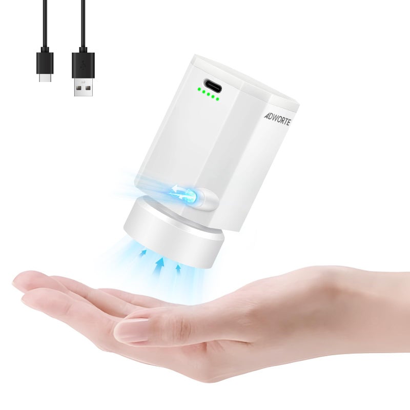 Adworte Cordless Electric Pump for Vacuum Storage Bags Travel Air Pump for Various Space Saver Bags Portable Rechargable Seal Bag Pump for Compression Clothes Blanket Luggage White