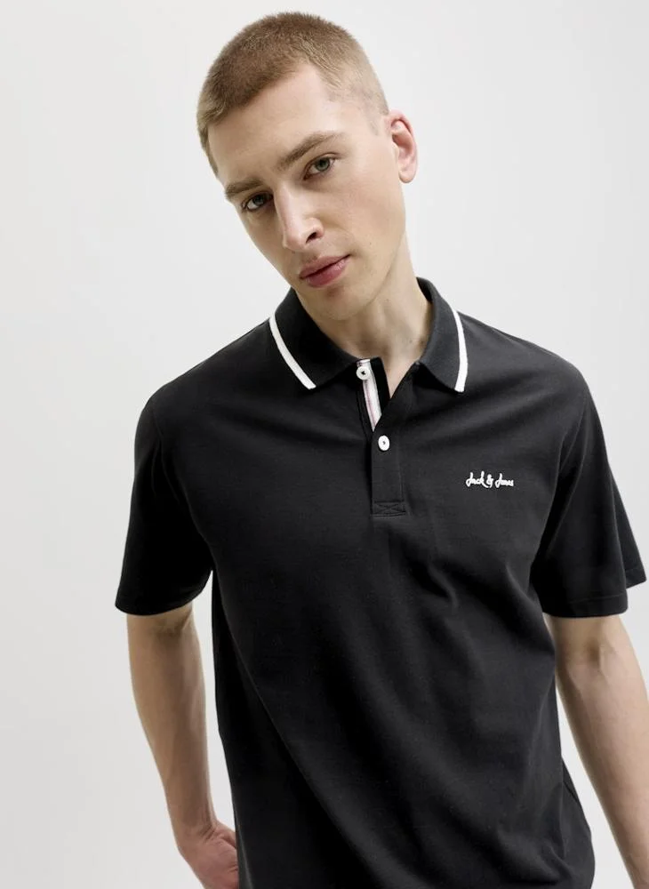 JACK & JONES Black Short sleeve Regular fit polo for Men | Best Price UAE