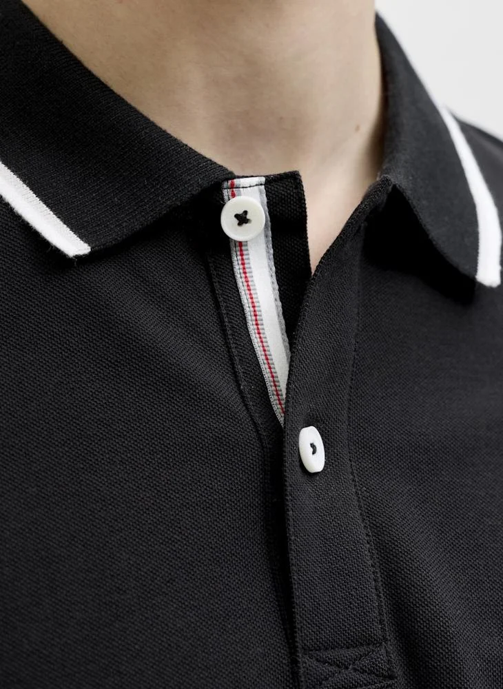 JACK & JONES Black Short sleeve Regular fit polo for Men | Best Price UAE