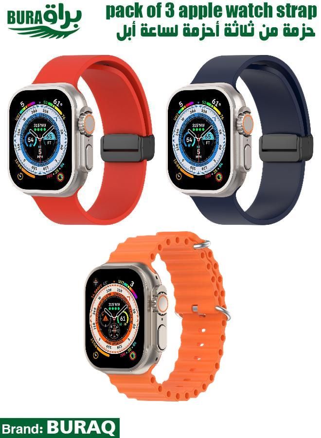 BURAQ Apple Watch Band Strap For Apple Watch Ultra 2/Ultra 49mm, Series 10 46mm, 9/8/7 45mm, SE2/SE/6/5/4 44mm, 3/2/1 42mm