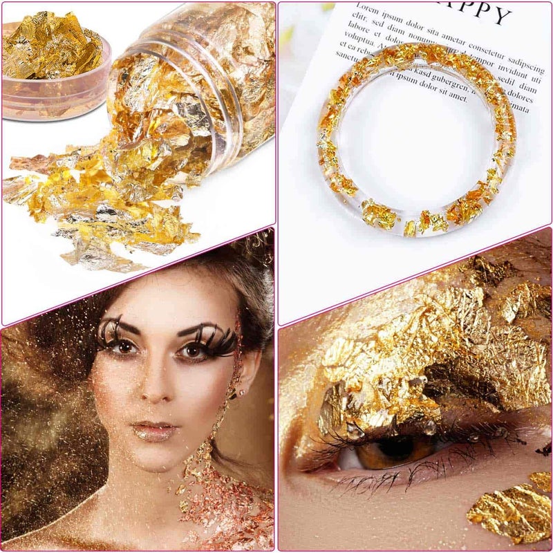 PAXCOO Gold Flakes for Resin, Paxcoo Gold Foil for Nails, Gold Foil Flakes Imitation Gold Leaf for Jewelry Resin, Nails and Jewelry Making, 5 Grams - Image 5