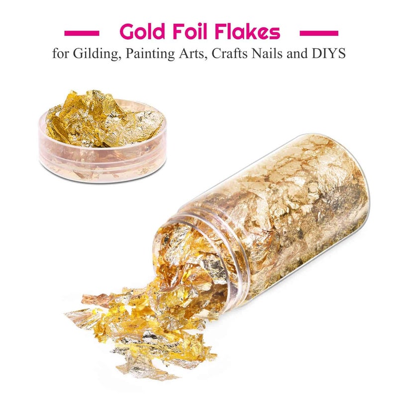 PAXCOO Gold Flakes for Resin, Paxcoo Gold Foil for Nails, Gold Foil Flakes Imitation Gold Leaf for Jewelry Resin, Nails and Jewelry Making, 5 Grams - Image 2