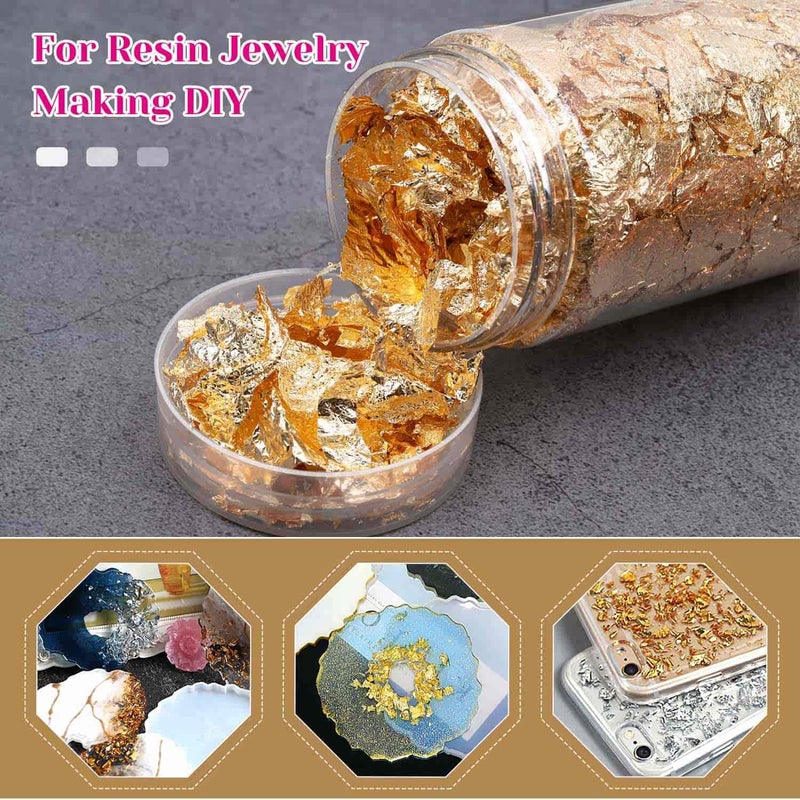 PAXCOO Gold Flakes for Resin, Paxcoo Gold Foil for Nails, Gold Foil Flakes Imitation Gold Leaf for Jewelry Resin, Nails and Jewelry Making, 5 Grams - Image 3