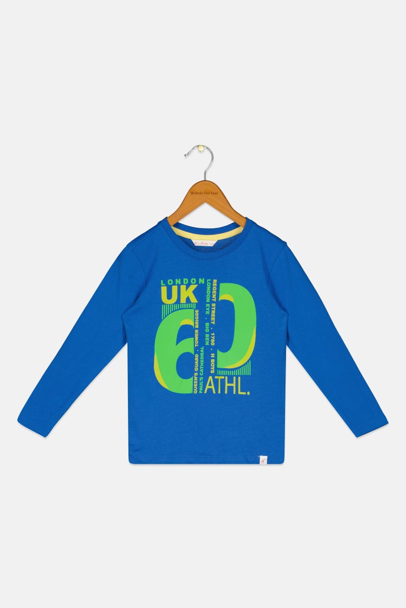 Hamleys Kids Boy Graphic Print Long Sleeve T-Shirt, Blue - Image 3