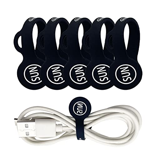 SUNFICON Magnetic Cable Clips Cable Organizers Earbuds Cords Clips Bookmark Whiteboard Noticeboard Fridge Magnets USB Cable Managers Keepers Ties Straps for Home Kitchen,Office,School,5 Pack Black - Image 1