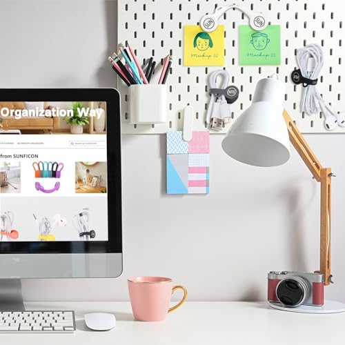 SUNFICON Magnetic Cable Clips Cable Organizers Earbuds Cords Clips Bookmark Whiteboard Noticeboard Fridge Magnets USB Cable Managers Keepers Ties Straps for Home Kitchen,Office,School,5 Pack Black - Image 3