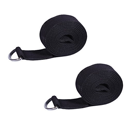 Footmate Yoga Belt for Men and Women Pack Of 2 | Yoga Strap with Extra Safe Adjustable D-Ring Buckle | 8 FT Long Durable and Premium Cotton Stretch Band Use for Yoga, Pilates, Gym, Fitness - Image 1