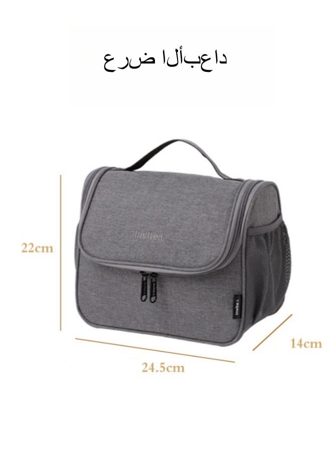 invite.L / AHZOA Lunch Box Handbag Insulation Bag Aluminum Foil Thickened Lunch Bag Lunch Box Bag With Lunch Bag Hand-held Meal Bag - Black  - Image 2