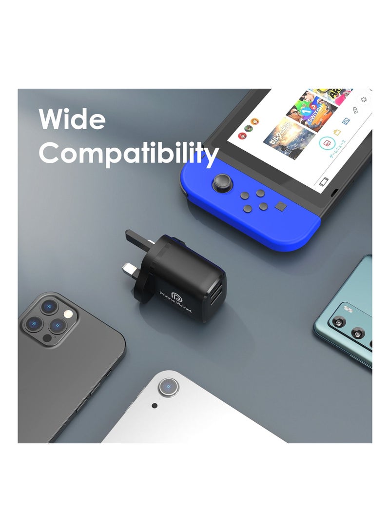 phone planet - 2-Port USB Wall Charger Adapter Black - Image 2