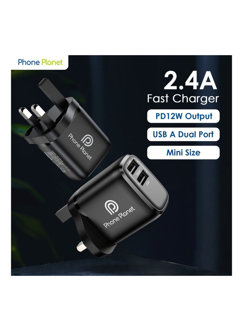 phone planet - 2-Port USB Wall Charger Adapter Black - Image 4