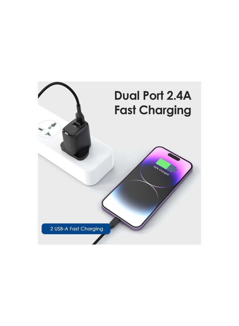 phone planet - 2-Port USB Wall Charger Adapter Black - Image 5