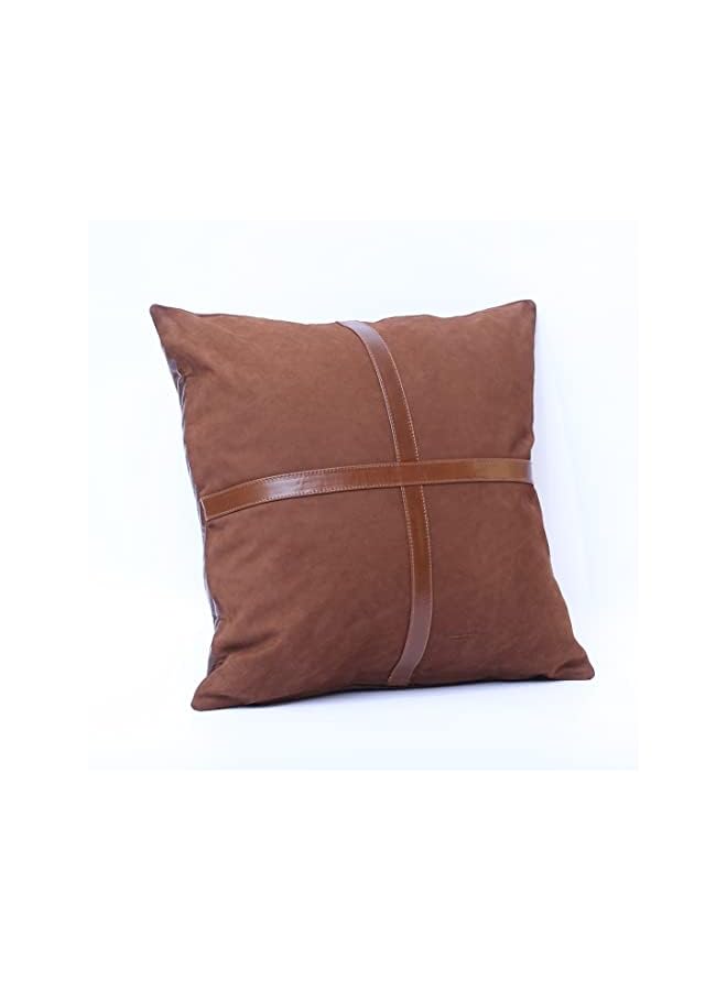 بروماس (20 "× 20") الشوكولاته Nubuck حقيقية فاخرة الحبوب الكاملة وسادة جلدية الجاموس غطاء الوسادة A + الصف الجلد الحقيقي - Image 3