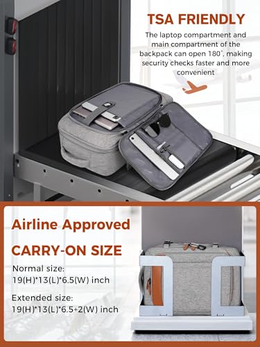 Vancropak Carry on Backpack, Flight Approved Travel Backpack with 3 Packing Cubes, Expandable Large 40L Travel Bag fits 17.3" Laptop, Anti Theft Luggage Suitcase Weekend Daypack for Women Men, Grey - Image 3