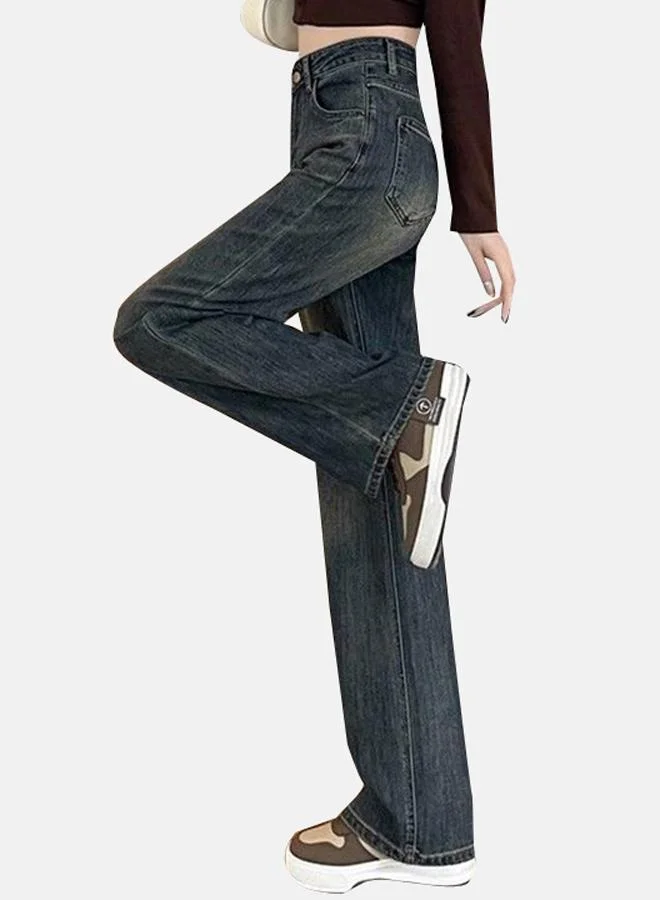 YUNIQEE Blue Cotton Regular Fit High-Rise Jeans