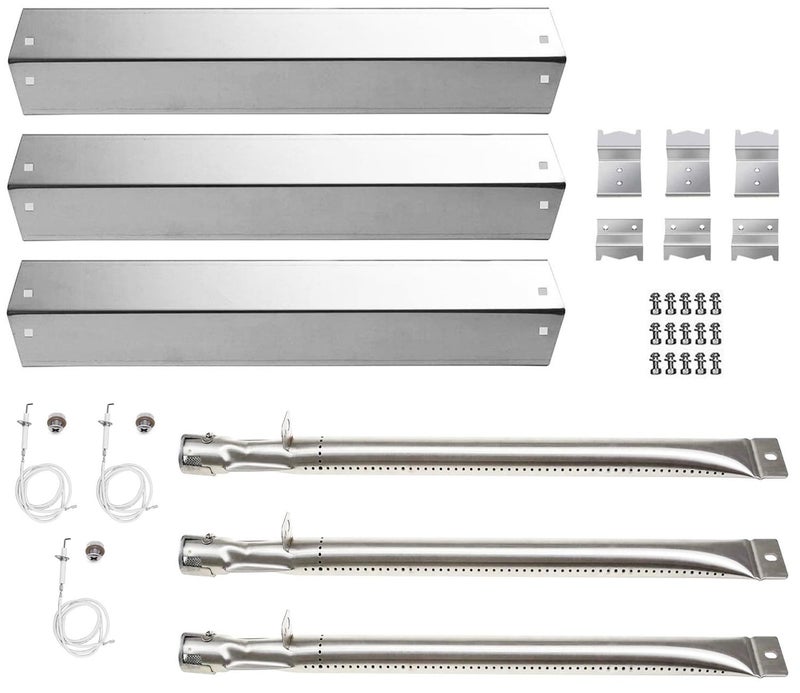 Votenli S9505A (3-Pack) Replacement Parts for Chargriller 3001 3030 4000 5050 5072,5252, 5650,4208 Stainless Steel Burner and Stainless Steel Heat Plates - Image 1