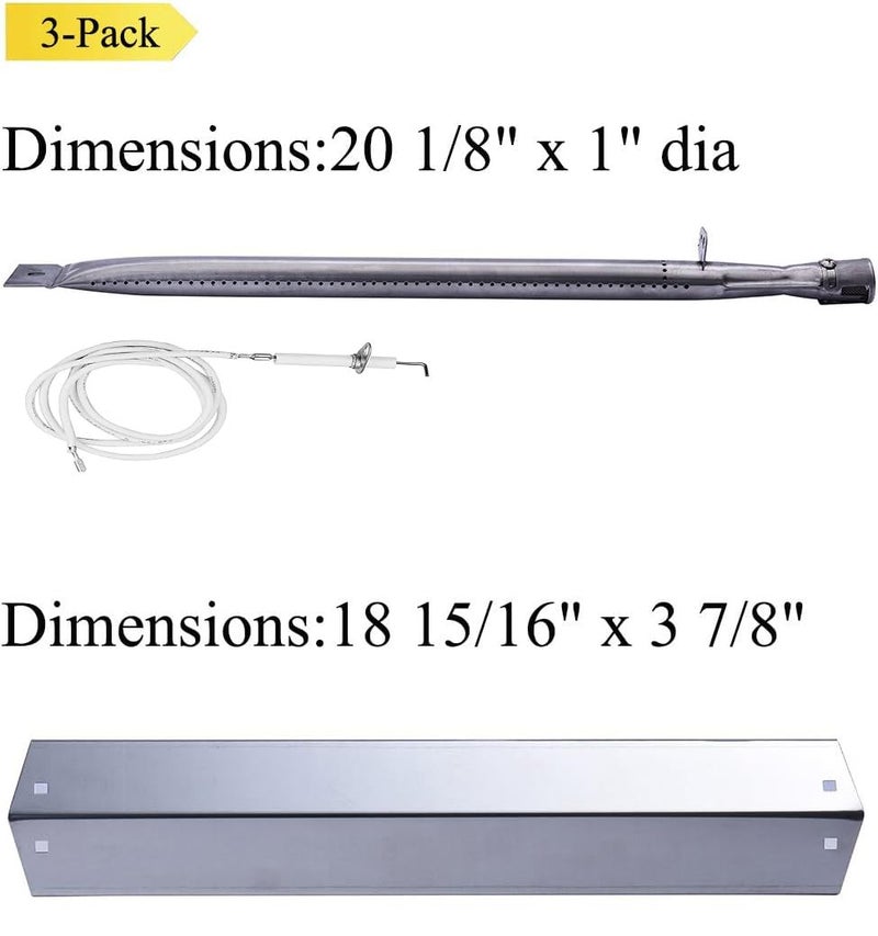 Votenli S9505A (3-Pack) Replacement Parts for Chargriller 3001 3030 4000 5050 5072,5252, 5650,4208 Stainless Steel Burner and Stainless Steel Heat Plates - Image 2