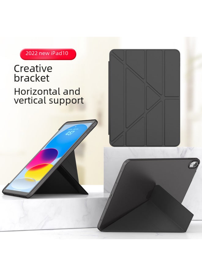 For The 2022 10.9 Protective Case Ipad10.2 Leather Case Mini6TPU Soft Bottom Pro9.7 Drop-resistant Case-Color:Lavender Gray-Applicable Model:ipad10 Generation (2022 10.9-inch)