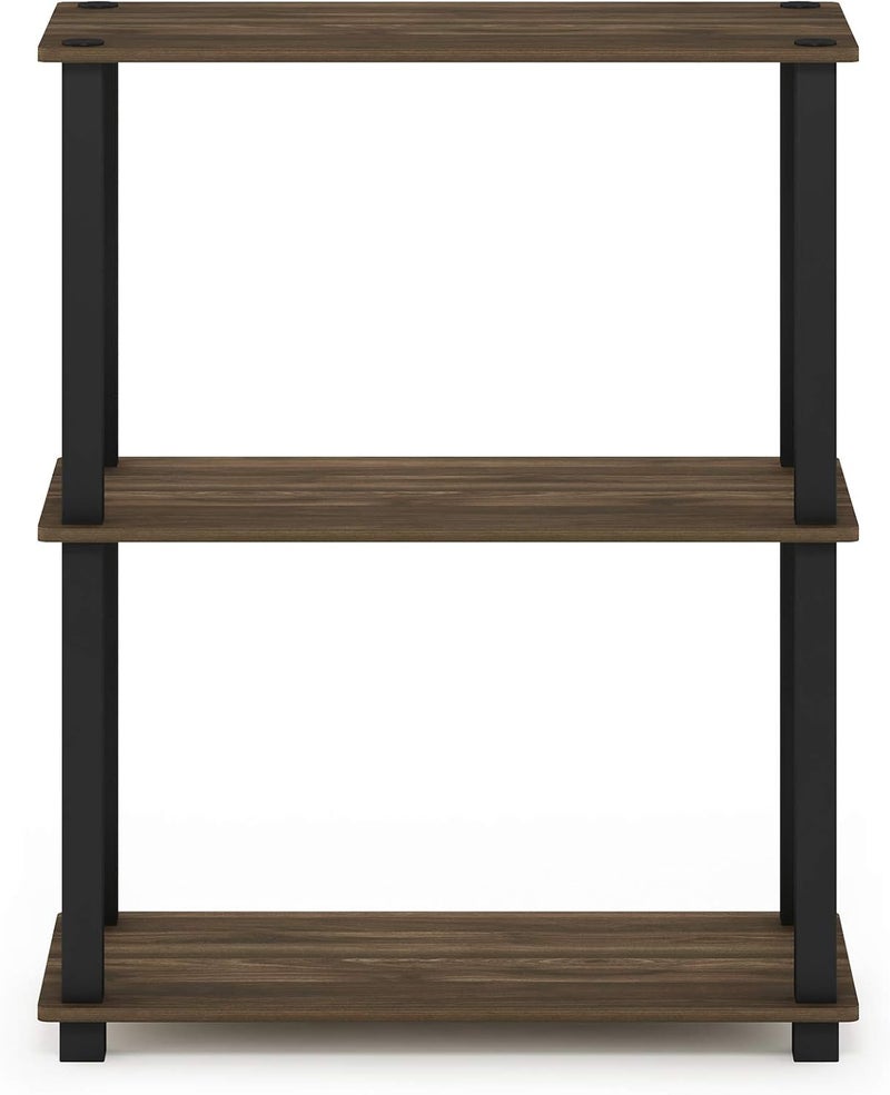 Furinno Turn-S-Tube 3-Tier Compact Multipurpose Shelf Display Rack with Square Tube, Columbia Walnut/Black - Image 4