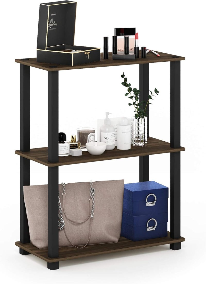 Furinno Turn-S-Tube 3-Tier Compact Multipurpose Shelf Display Rack with Square Tube, Columbia Walnut/Black - Image 1