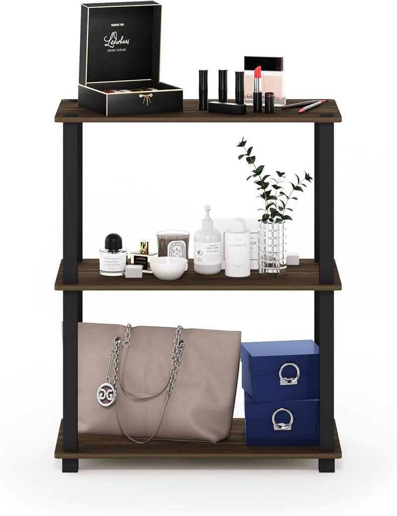 Furinno Turn-S-Tube 3-Tier Compact Multipurpose Shelf Display Rack with Square Tube, Columbia Walnut/Black - Image 3