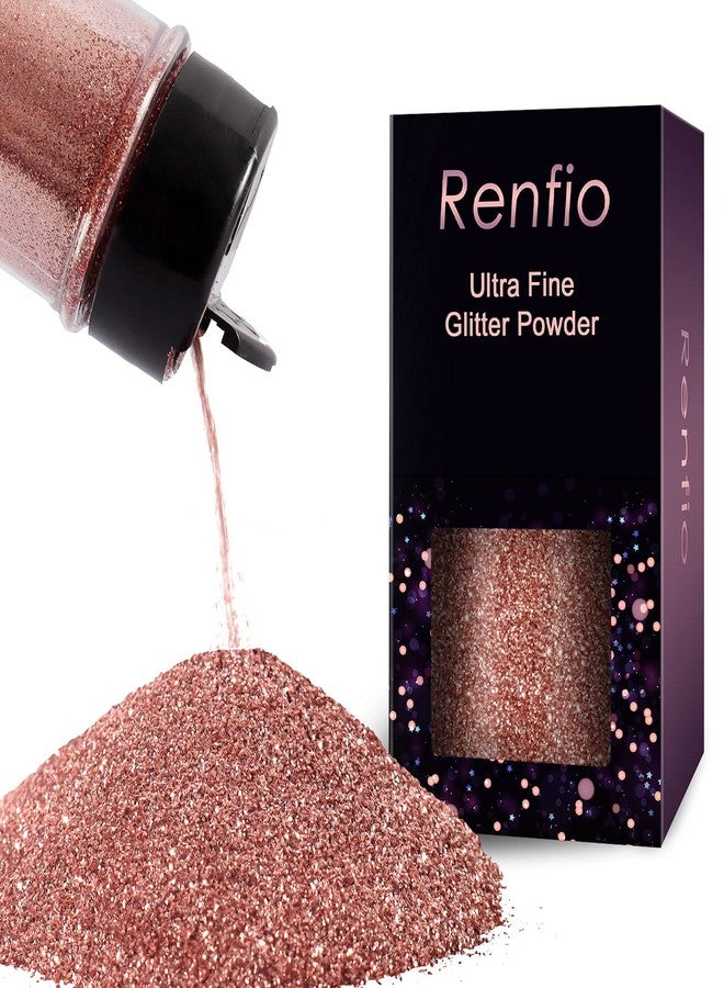 Renfio Ultra Fine Glitter Powder Metallic Resin Glitter 2.11 Oz (60g) PET Flakes Crafts Sequins 1/128" 0.008" 0.2mm Epoxy Chips Flakes for Tumblers Slime Decoration - Rose Gold - Image 1