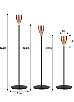 FALMER Set of 3 Candle Holders Metal Candle Holders Tall Candlesticks  - Image 4