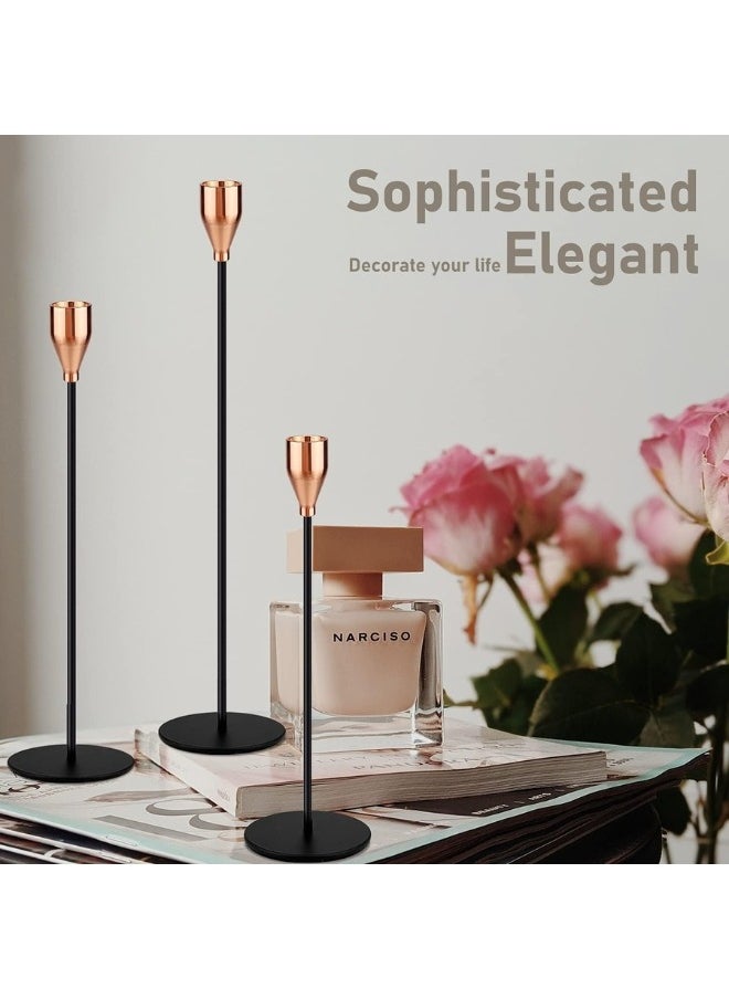 FALMER Set of 3 Candle Holders Metal Candle Holders Tall Candlesticks  - Image 2