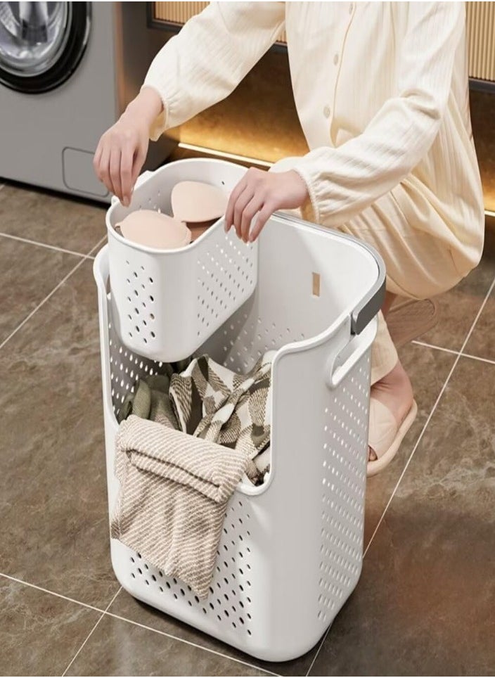 XVersion Foldable Laundry Basket Plastic Extra Large with Handle, 3-Piece Collapsible Bucket Laundry Hamper, Plastic Laundry Bin Container, Multi-Organizer Clothes Storage Washing Basket L35xW27xH34cm  - Image 3