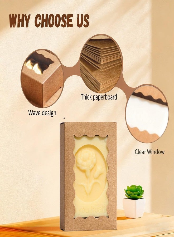 ROSPAKTEK 40PCS 3.5x2.36x1.2 inches Kraft Brown Soap Boxes with window, Homemade Soap Packaging Gift Boxes, Small Bakery Boxes for Macarons, Cookies & Candies, Wedding & Birthday Party Favors - Image 2