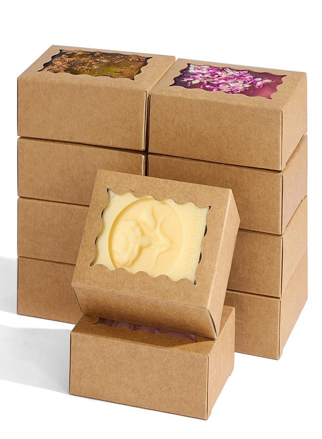 ROSPAKTEK 40PCS 3.5x2.36x1.2 inches Kraft Brown Soap Boxes with window, Homemade Soap Packaging Gift Boxes, Small Bakery Boxes for Macarons, Cookies & Candies, Wedding & Birthday Party Favors - Image 1