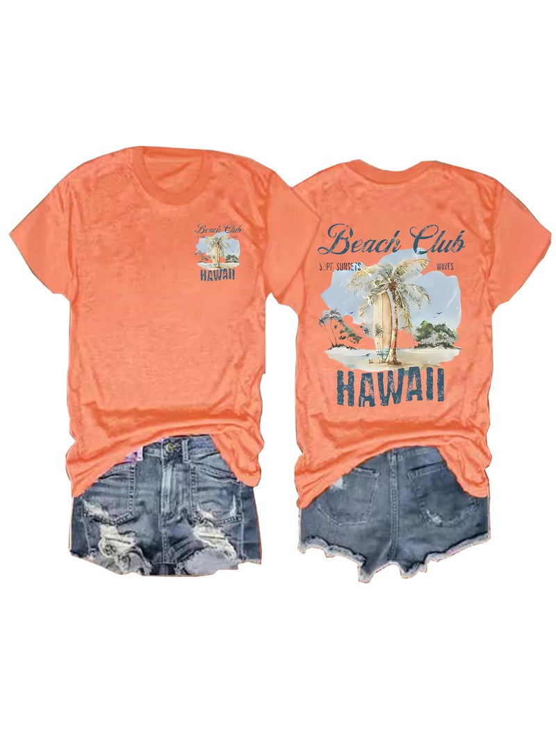 Summer Women'S Summer Scenery Pattern Round Neck Short Sleeve Leisure Fashion Explosion T-Shirt - Image 4