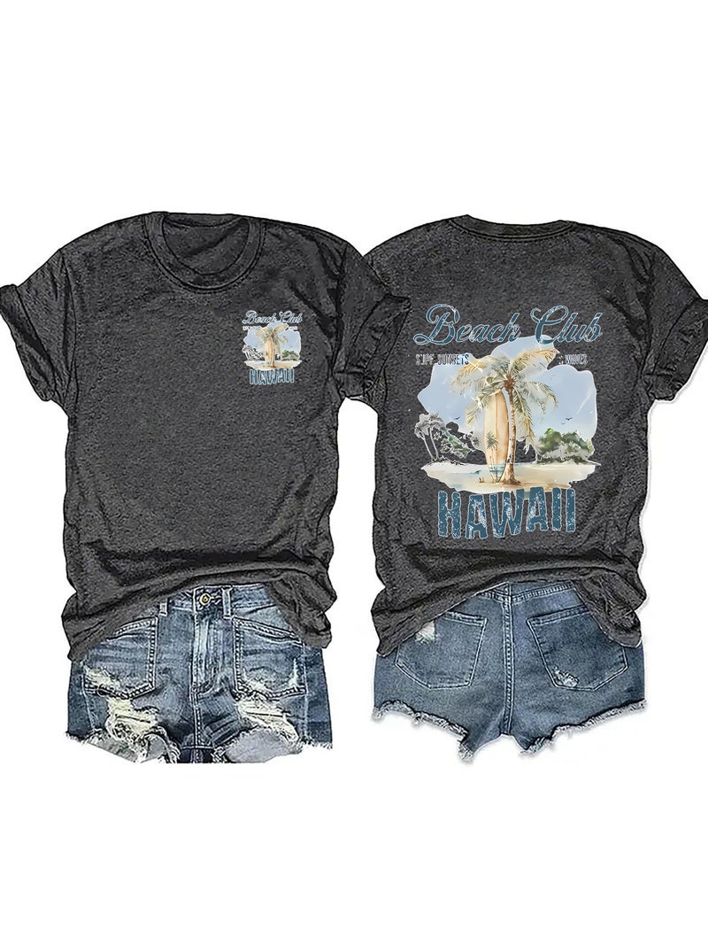 Summer Women'S Summer Scenery Pattern Round Neck Short Sleeve Leisure Fashion Explosion T-Shirt - Image 5