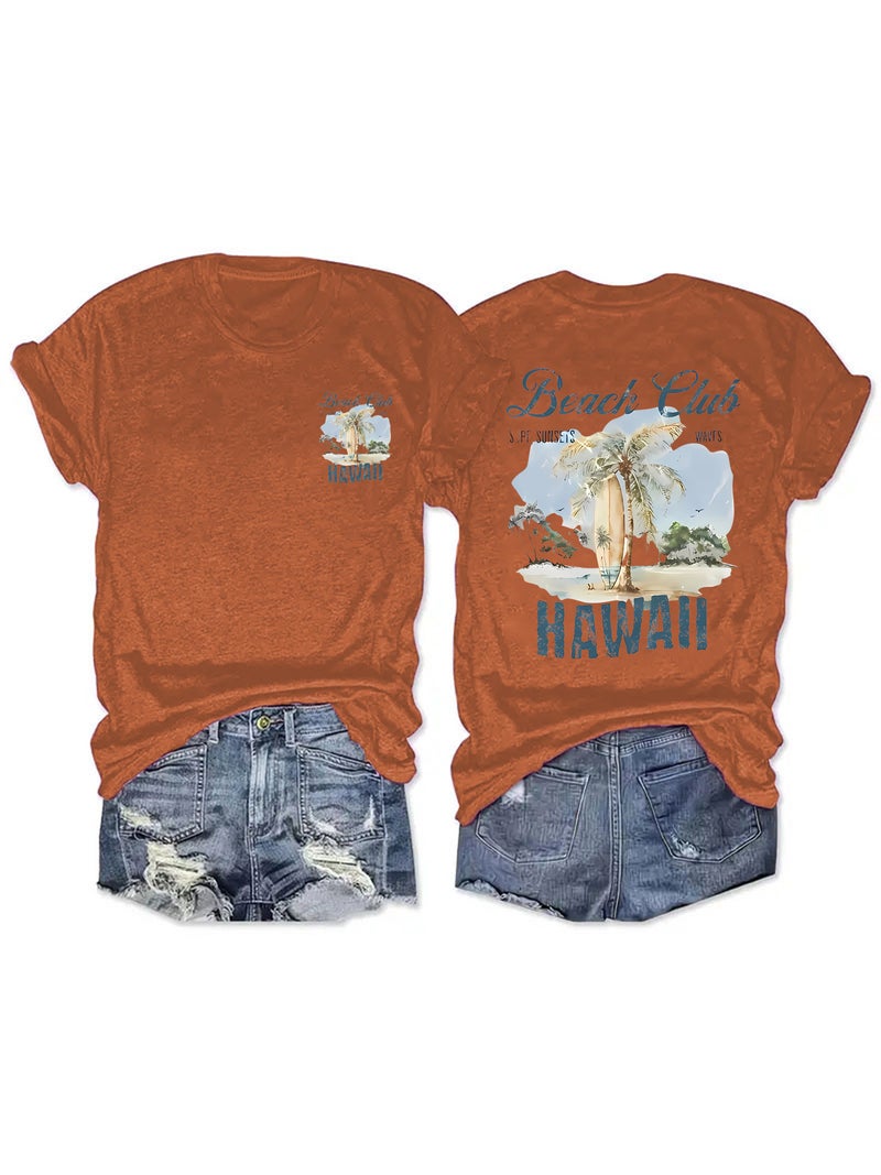 Summer Women'S Summer Scenery Pattern Round Neck Short Sleeve Leisure Fashion Explosion T-Shirt - Image 1
