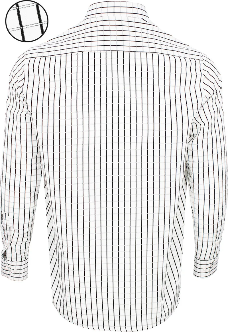 Varetta Men's Black Checkered Pattern Long Sleeve Button Down Collar Classic Cut Shirt