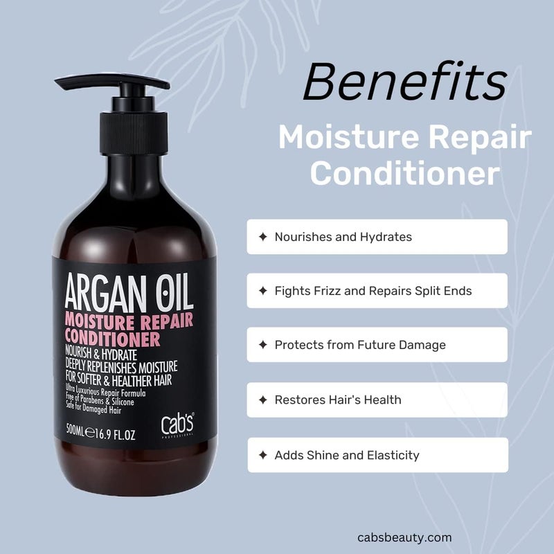 Cab's Moroccan Argan Oil Conditioner  Restorative & Sulfate Free for All Hair Types Women and Men Best Gift for Damaged Curly or Frzzy Hair  Paraben Free/Safe for Color Treated Hair - Image 2