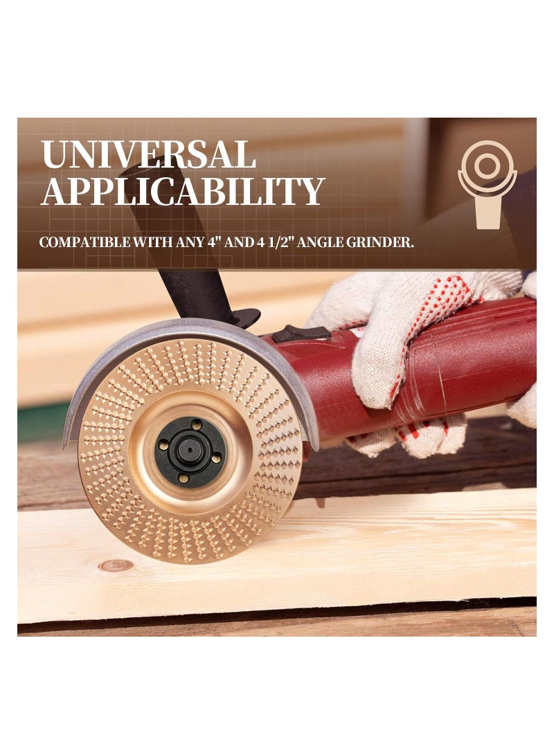 SYOSI 5PCS Wood Carving Disc Set Grinding Wheel Shaping Disc for 4" or 4 1/2" Angle Grinder for Wood Cutting Grinding Shaping Sculpting Disc Grinder Cutting Wheel Grinding Disk Attachments  - Image 2