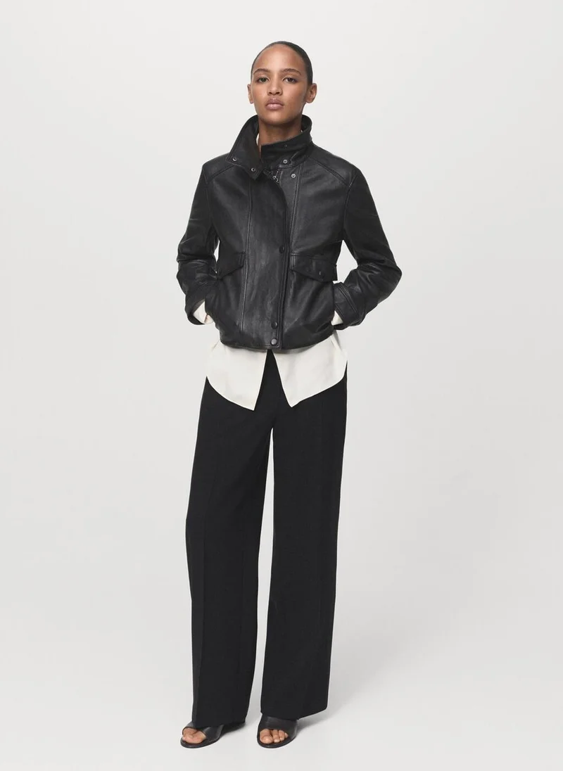 MANGO Straight mid-rise trousers