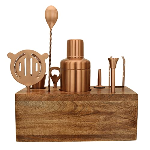 HAINE Stainless Steel Bartender Kit with Stand, 9-Pieces Cocktail Shaker Set with Stylish Bamboo Stand, Perfect Home Professional Cocktail Shaker Set, Awesome Drink Mixing Bar Set Tools - Image 3
