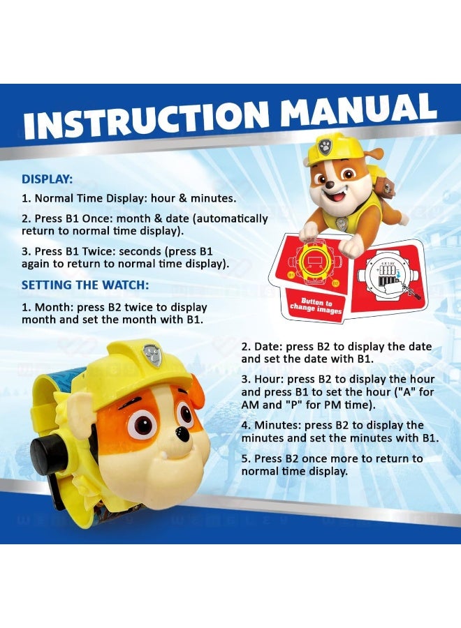 Paw Patrol Toys Children's watch featuring Paw Patrol character Rubble with light-up display of characters - Image 5