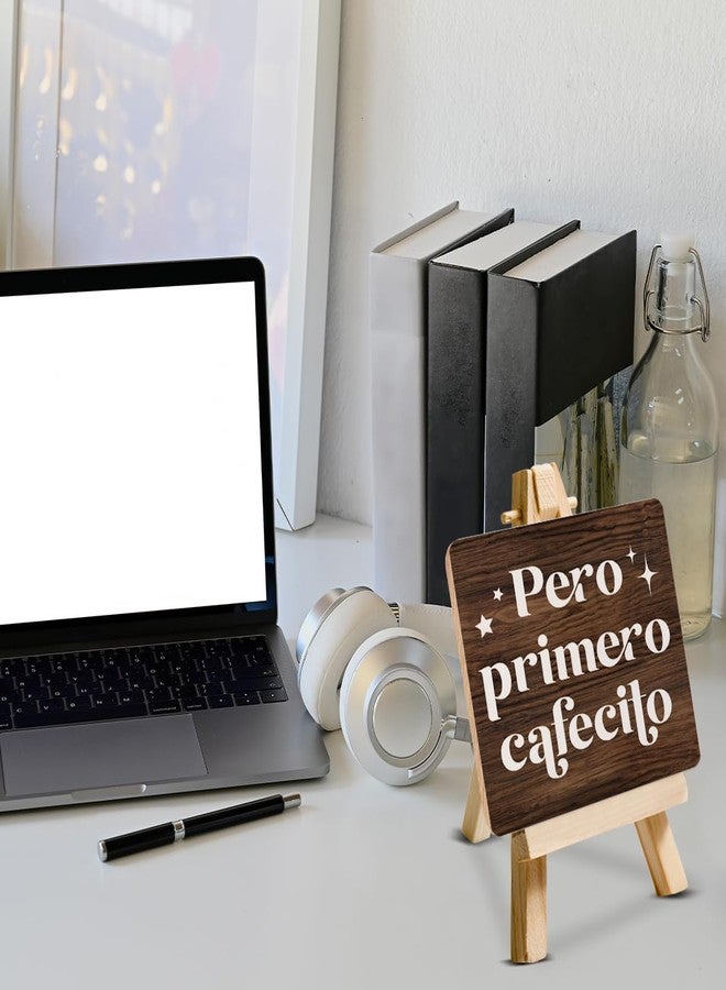 ZOSAN But First Coffee Sign Coffee Signs for Coffee Station Farmhouse Pero Primero Cafecito Coffee Quotes Wooden Sign with Easel for Home Kitchen Living Room Desk Coffee Table Decor, polychrome - Image 4