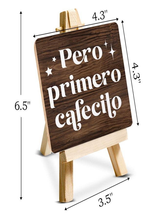 ZOSAN But First Coffee Sign Coffee Signs for Coffee Station Farmhouse Pero Primero Cafecito Coffee Quotes Wooden Sign with Easel for Home Kitchen Living Room Desk Coffee Table Decor, polychrome - Image 2