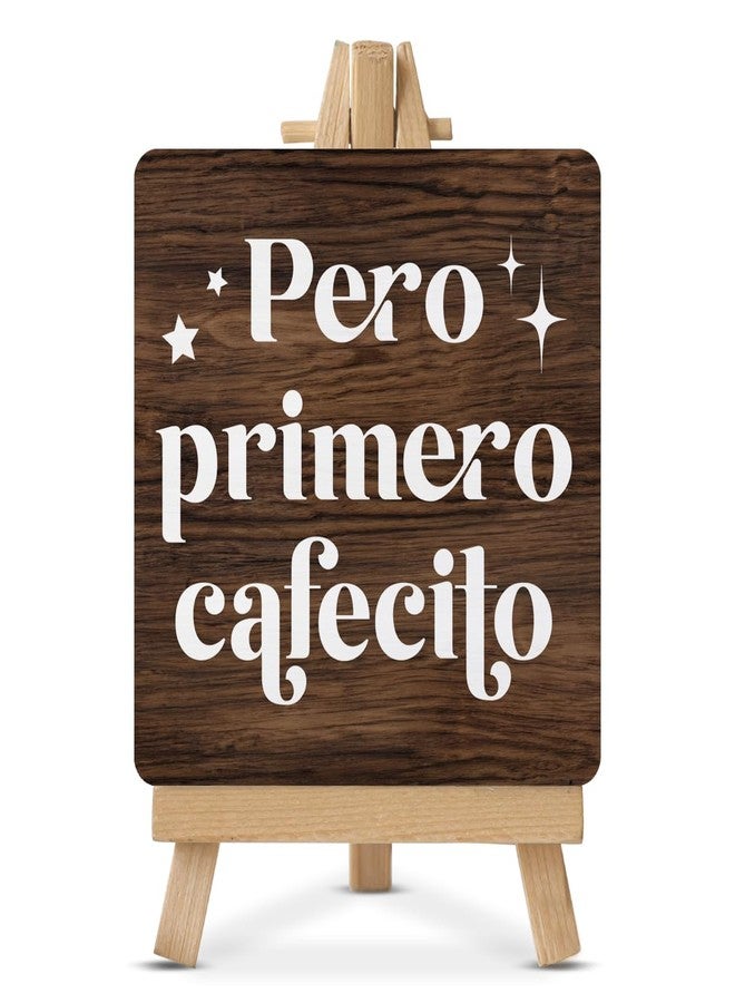 ZOSAN But First Coffee Sign Coffee Signs for Coffee Station Farmhouse Pero Primero Cafecito Coffee Quotes Wooden Sign with Easel for Home Kitchen Living Room Desk Coffee Table Decor, polychrome - Image 1