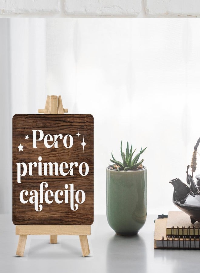 ZOSAN But First Coffee Sign Coffee Signs for Coffee Station Farmhouse Pero Primero Cafecito Coffee Quotes Wooden Sign with Easel for Home Kitchen Living Room Desk Coffee Table Decor, polychrome - Image 3