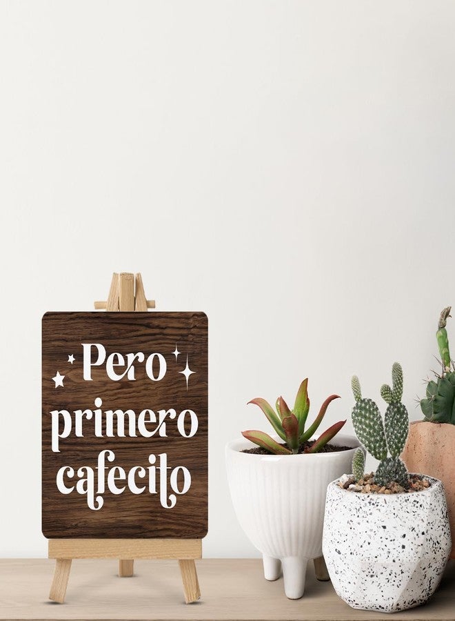 ZOSAN But First Coffee Sign Coffee Signs for Coffee Station Farmhouse Pero Primero Cafecito Coffee Quotes Wooden Sign with Easel for Home Kitchen Living Room Desk Coffee Table Decor, polychrome - Image 5