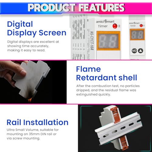 amiciSmart Multi-Functional On, Off Delay, Cycle Timer Switch, 0.1 sec to 99 Days Range with 20 Function Modes, AC/DC Time Relay (16A) - Image 4