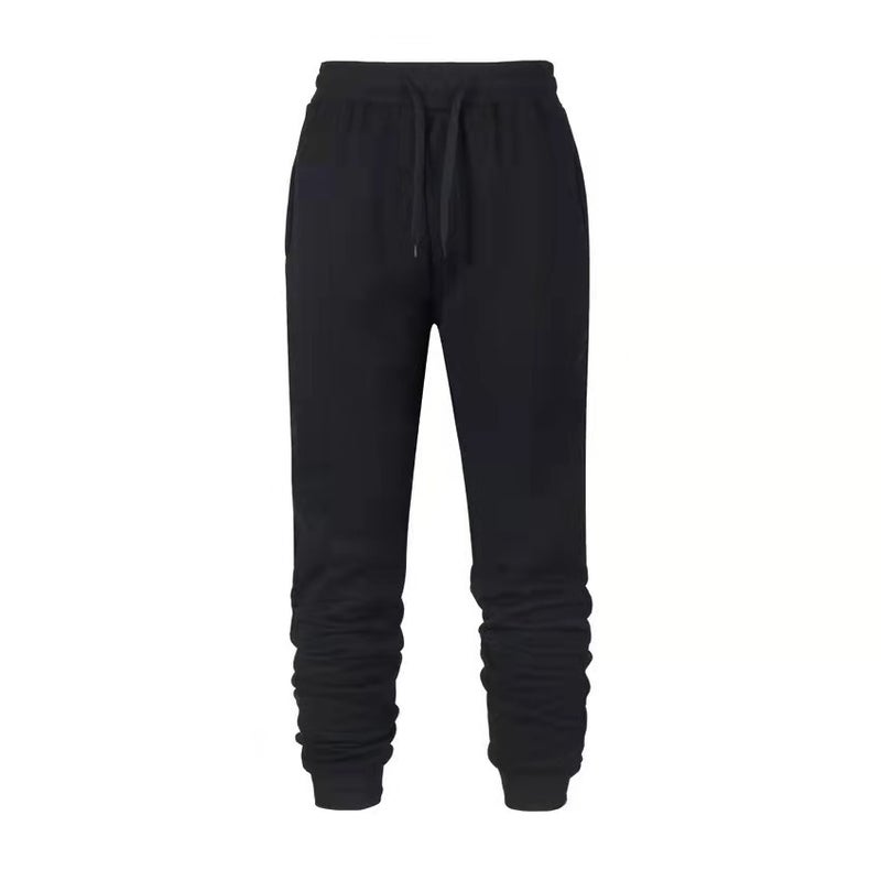 2021 Mens Casual Sweatpants Autumn Winter Solid Color Loose Fit Black Light Edition 